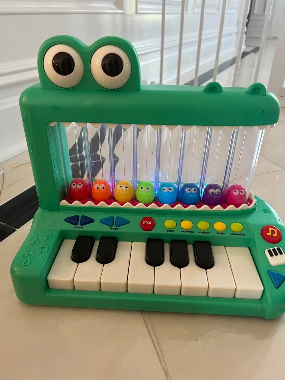 Battat Croco Pop Piano Toy Keyboard with Songs Sounds Lights